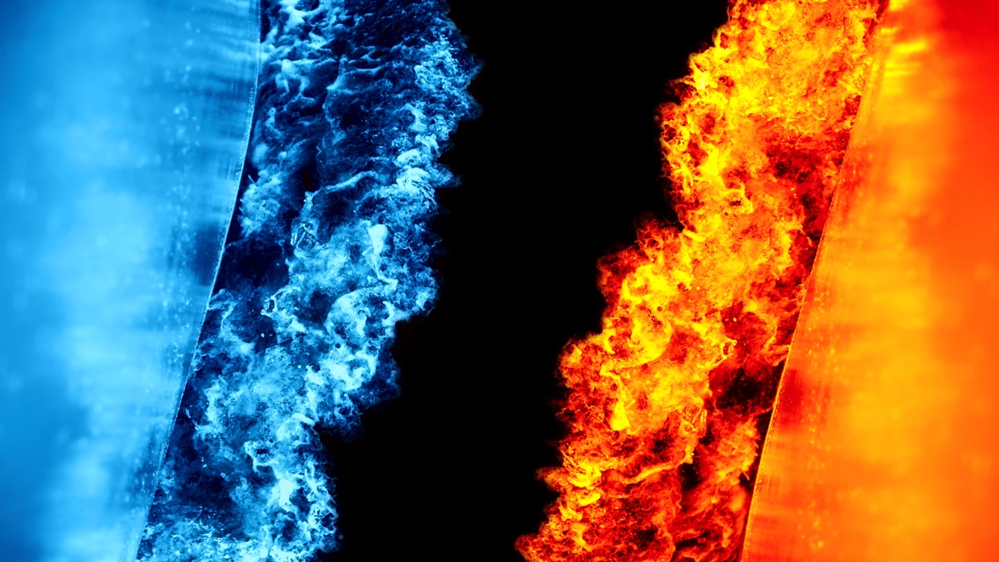 fire and ice blue and red