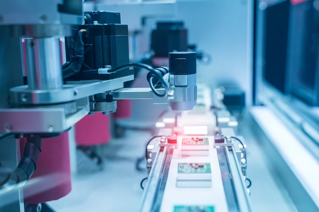 Figure 1: Robotic vision sensor camera system in a smart PCB factory.